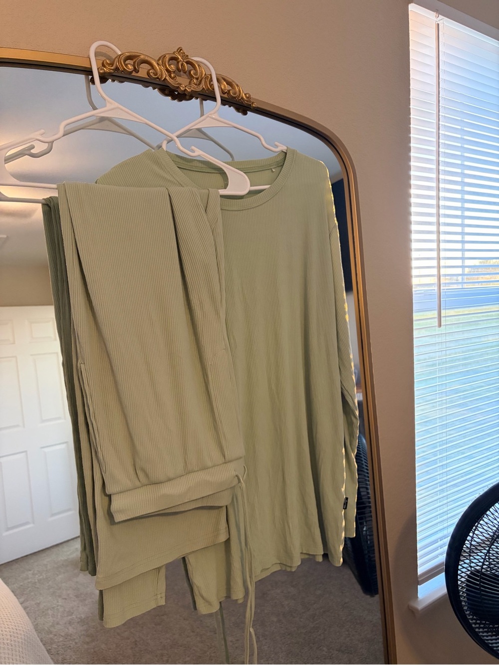 Men's bamboo Lightweight Ribbed Loungewear Set - Sage Green